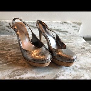 Jessica Simpson cracked silver heels size 10